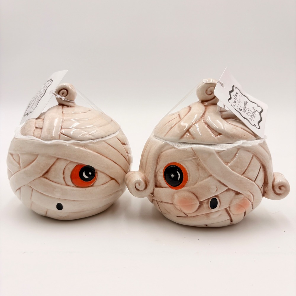 Johanna Parker Design Carnival Cottage Mummy Boy Girl Halloween Canisters